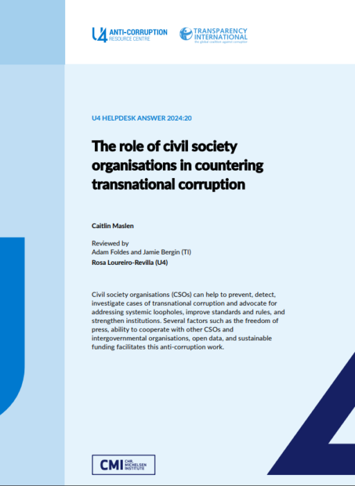 The role of civil society organisations in countering transnational corruption
