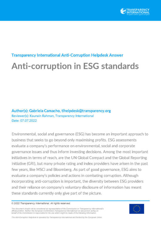 Anti-corruption in ESG standards