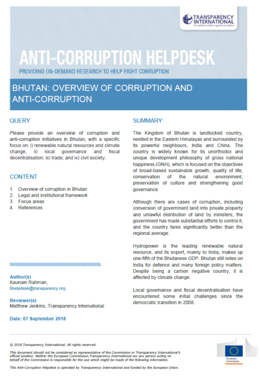 Bhutan: Overview of Corruption and Anti-Corruption
