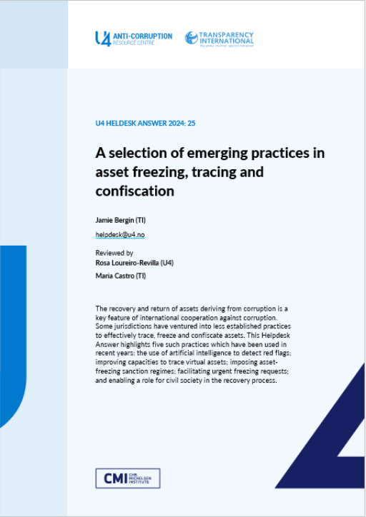 A selection of emerging practices in asset freezing, tracing and confiscation