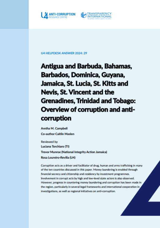 Overview of corruption and anti corruption in Antigua and Barbuda, Bahamas, Barbados, Dominica, Guyana, Jamaica, St Lucia, and Trinidad and Tobago