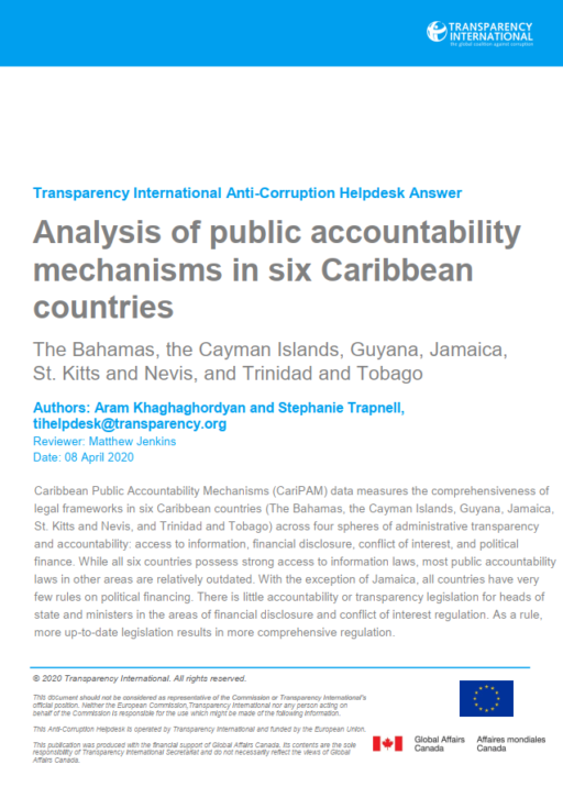Analysis of public accountability mechanisms in six Caribbean countries