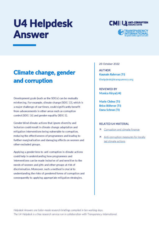 Climate change, gender and corruption