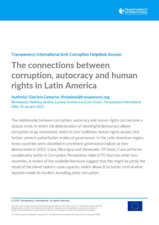 The connections between corruption, autocracy and human rights in Latin America