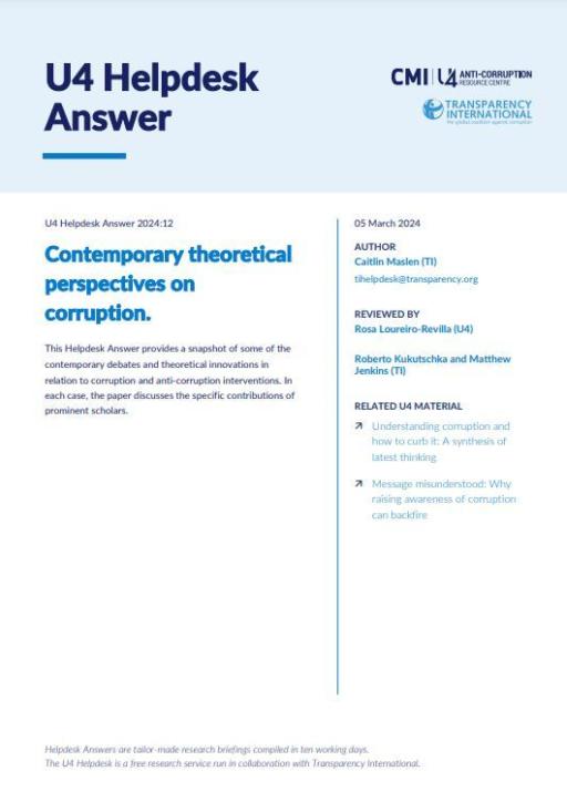 Contemporary theoretical perspectives on corruption