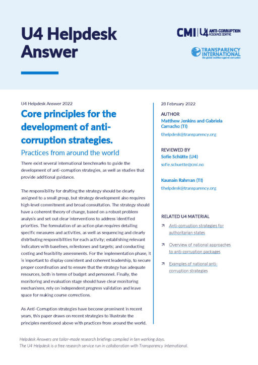 Core principles for the development of anti-corruption strategies