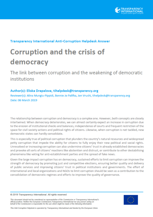 Corruption and the crisis of democracy