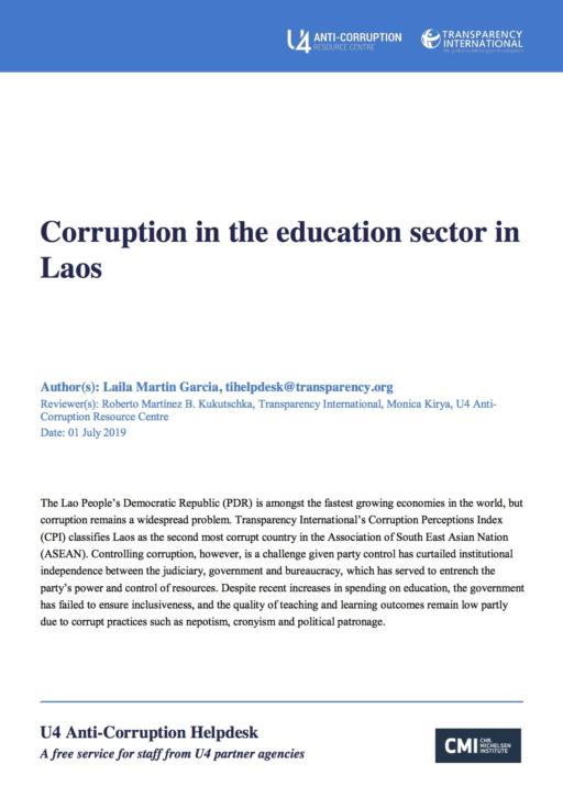 Corruption in the education sector in Laos