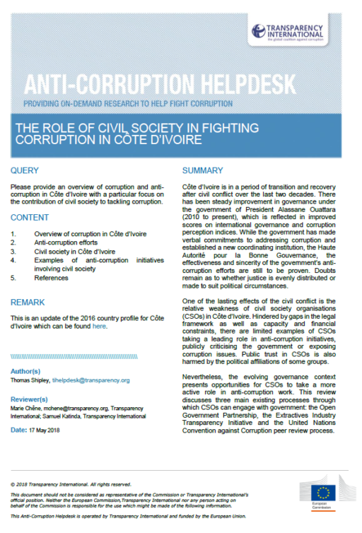 ​  The role of civil society in fighting corruption in Côte d’Ivoire