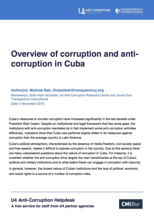 Overview of corruption and anti-corruption in Cuba