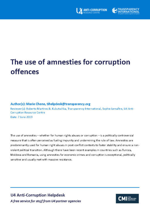 The use of amnesties for corruption offences