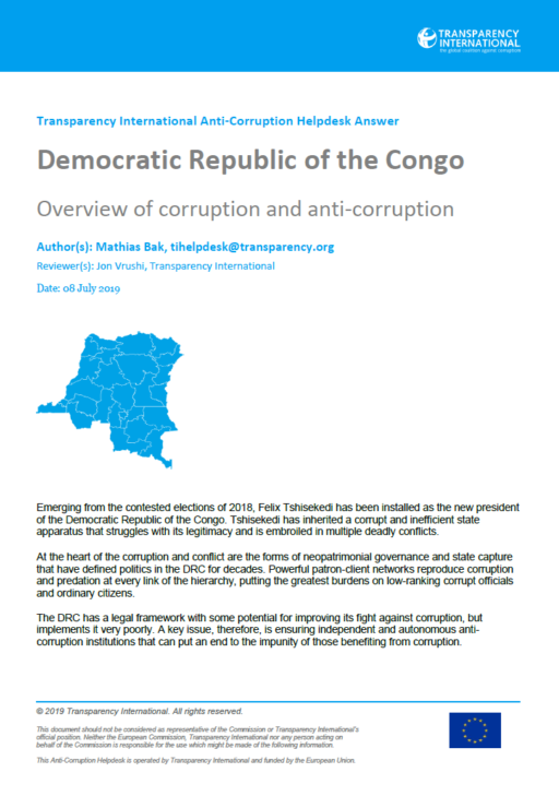 Overview of corruption and anti-corruption in the Democratic Republic of the Congo