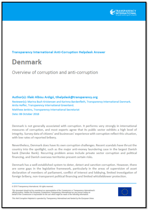 Denmark: Overview of Corruption and Anti-Corruption