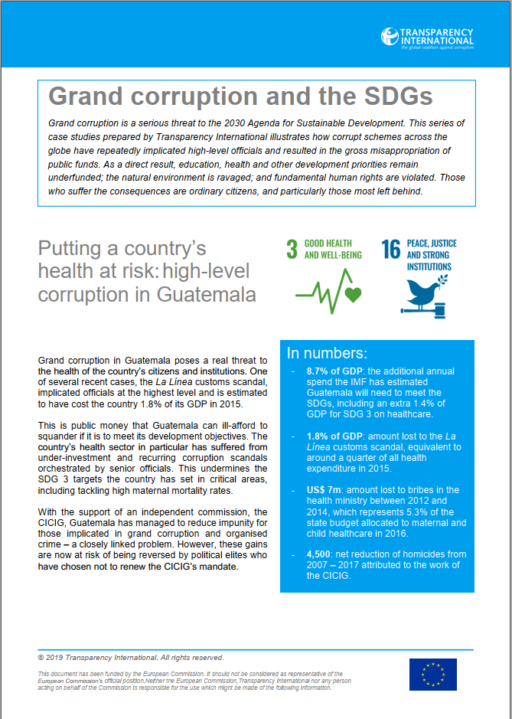 Grand Corruption and the SDGs - Putting a country's health at risk: high-level corruption in Guatemala