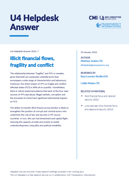 Illicit financial flows, fragility and conflict