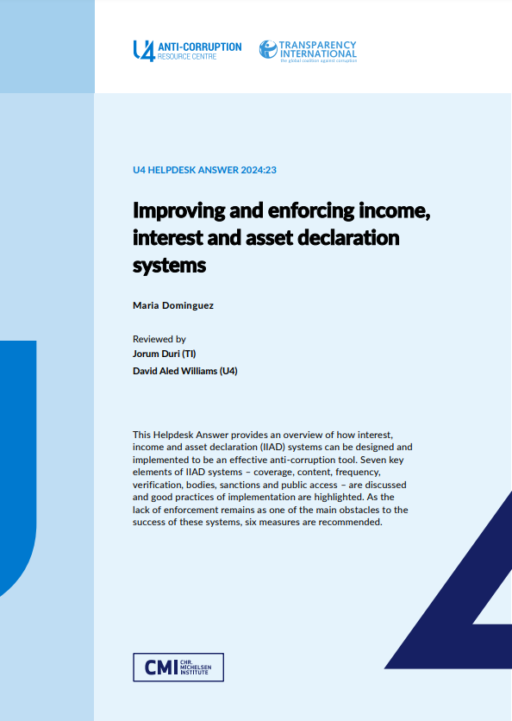 Improving and enforcing income, interest and asset declaration systems