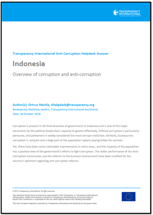 Indonesia: Overview of Corruption and Anti-Corruption