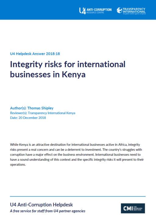 Integrity risks for international businesses in Kenya