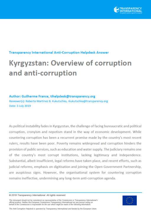 Kyrgyzstan: Overview of corruption and anti-corruption