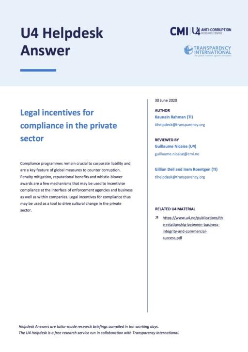 Legal incentives for compliance in the private sector