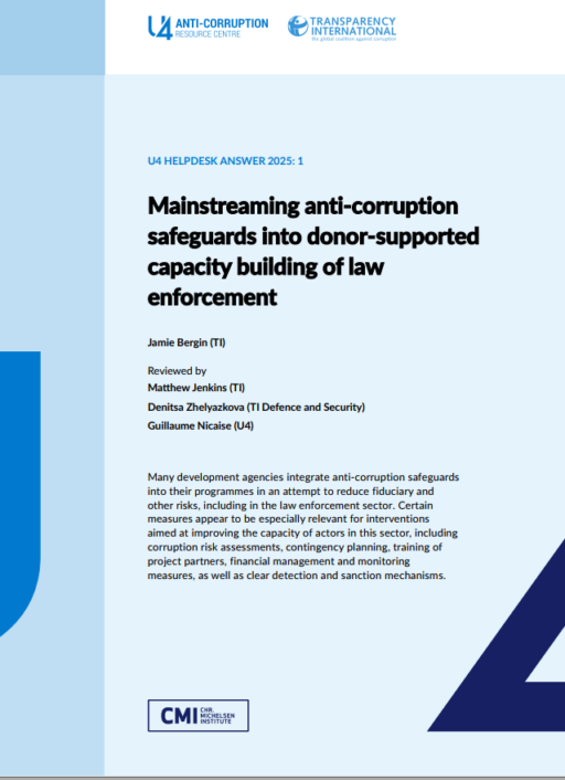 Mainstreaming anti-corruption safeguards into donor-supported capacity building of law enforcement