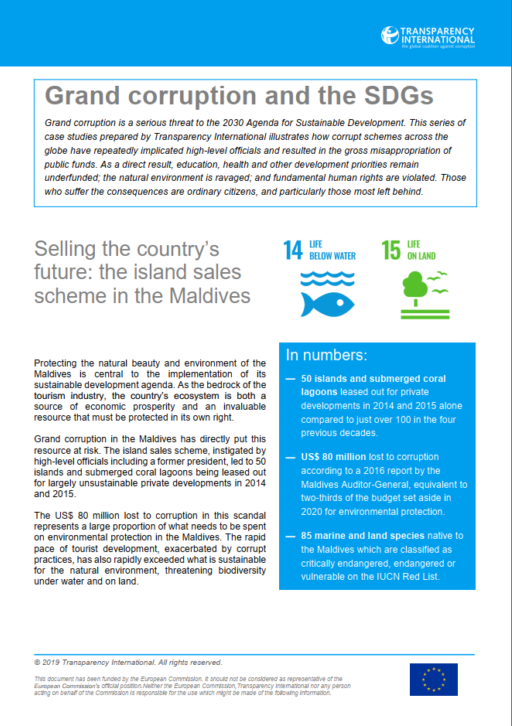 Grand Corruption and the SDGs - Selling the country's future: the island sales scheme in the Maldives