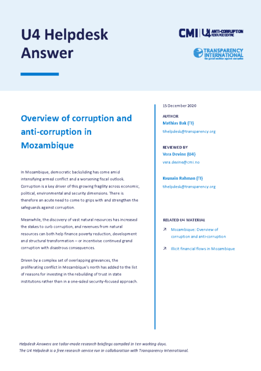 Overview of corruption and anti-corruption in Mozambique