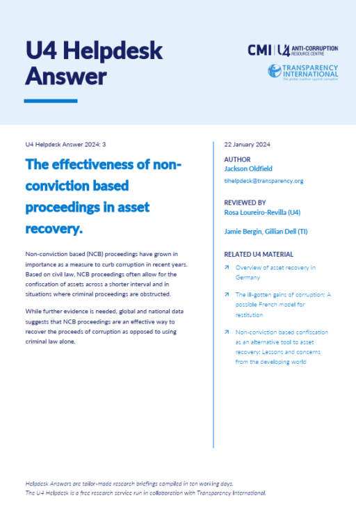 The effectiveness of non-conviction-based proceedings in asset recovery