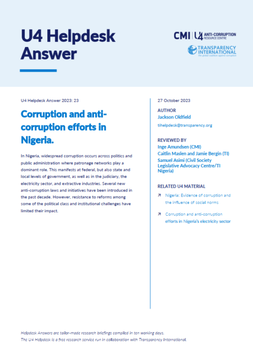 Corruption and anticorruption efforts in Nigeria