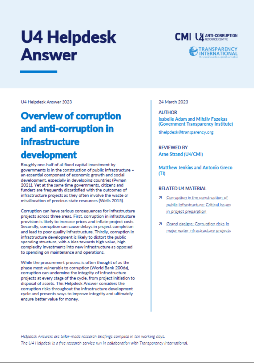 Overview of corruption and anti-corruption in infrastructure development