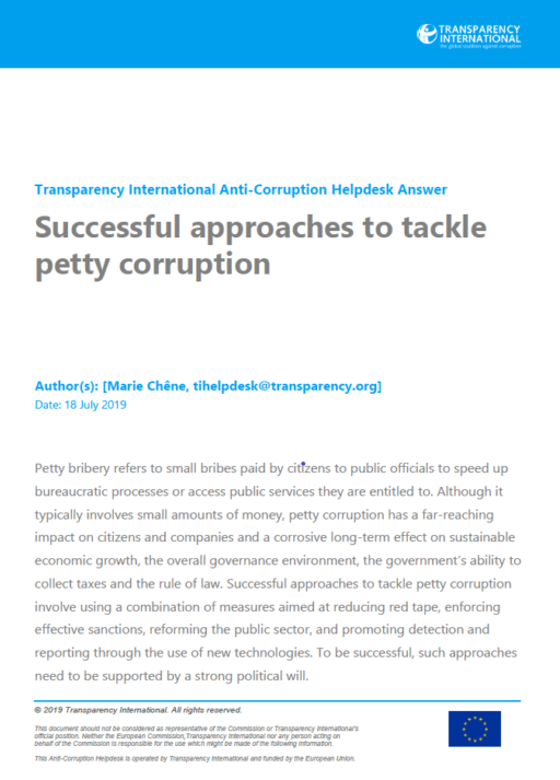 Successful approaches to tackle petty corruption