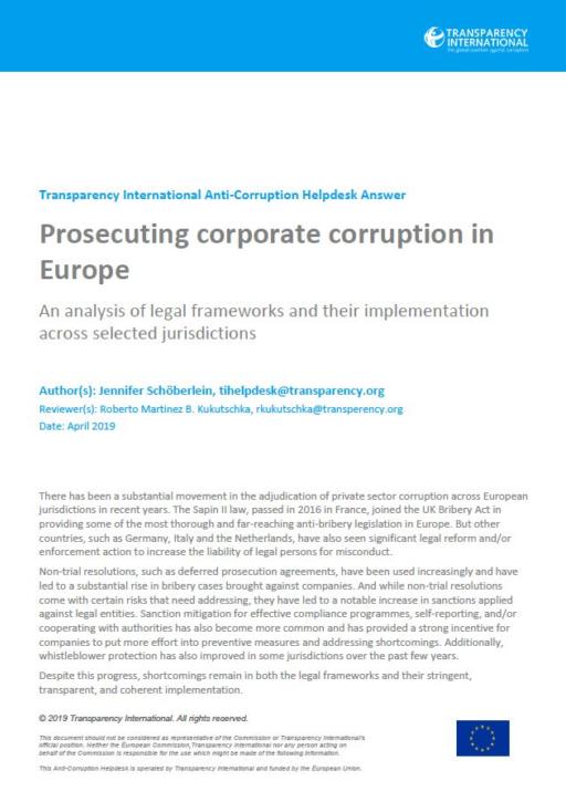 Prosecuting corporate corruption in Europe: An analysis of legal frameworks and their implementation across selected jurisdictions