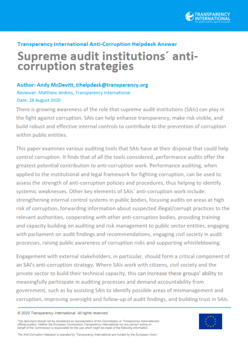 Supreme audit institutions´ anti-corruption strategies