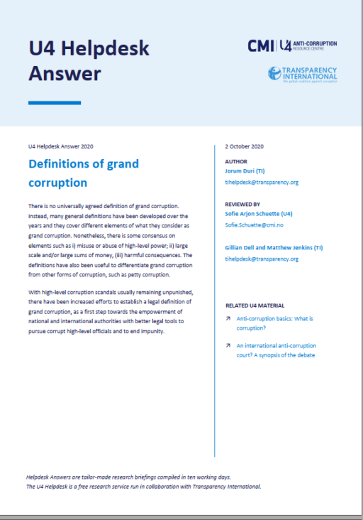 Definitions of grand corruption
