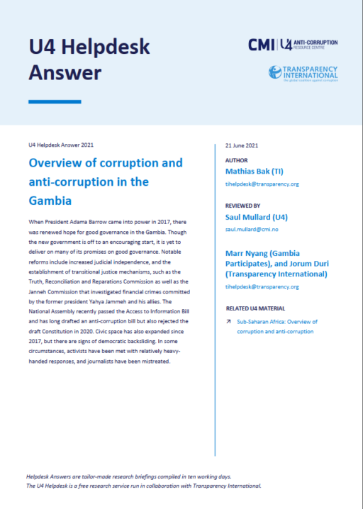 Overview of corruption and anti-corruption in the Gambia