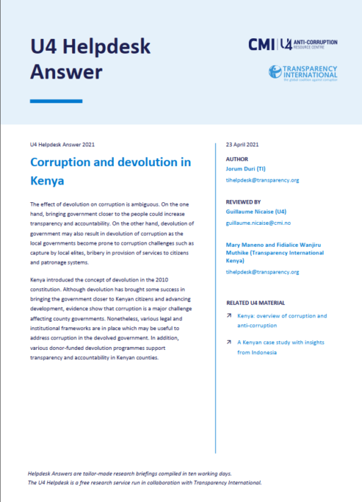 Corruption and devolution in Kenya