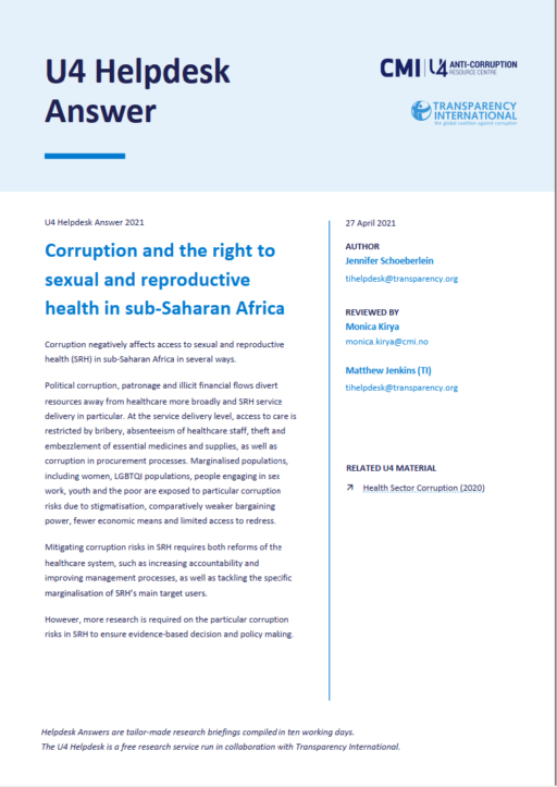Corruption and the right to sexual and reproductive health in sub-Saharan Africa