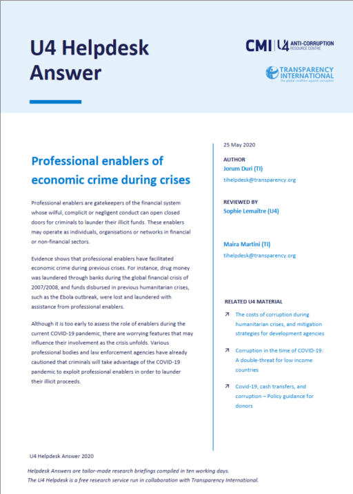 Professional enablers of economic crime during crises