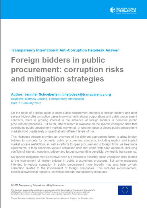 Foreign bidders in public procurement: corruption risks and mitigation strategies