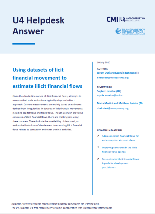 Using datasets of licit financial movement to estimate illicit financial flows