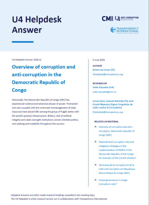 Overview of corruption and anti-corruption in the Democratic Republic of Congo