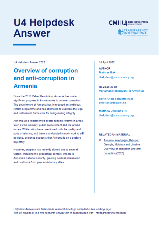 Overview of corruption and anti-corruption in Armenia