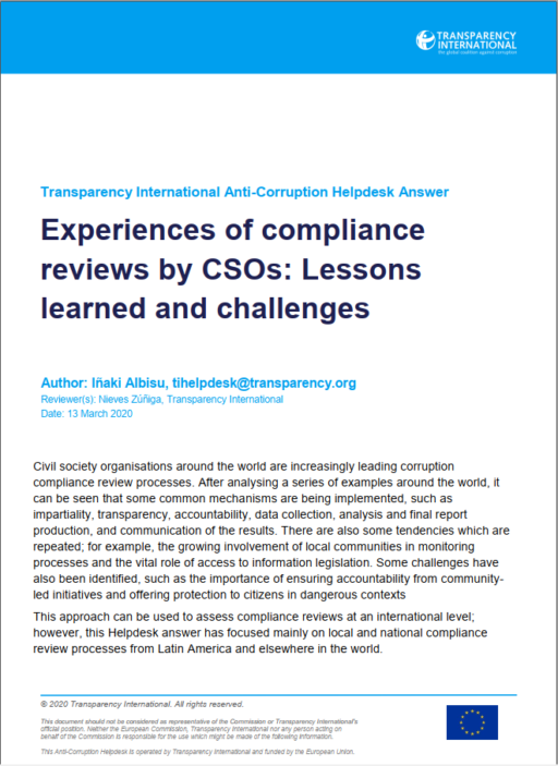 Experiences of compliance reviews by CSOs: Lessons learned and challenges