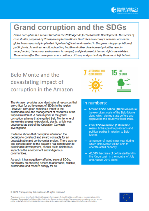 Grand Corruption and the SDGs: Belo Monte and the devastating impact of corruption in the Amazon