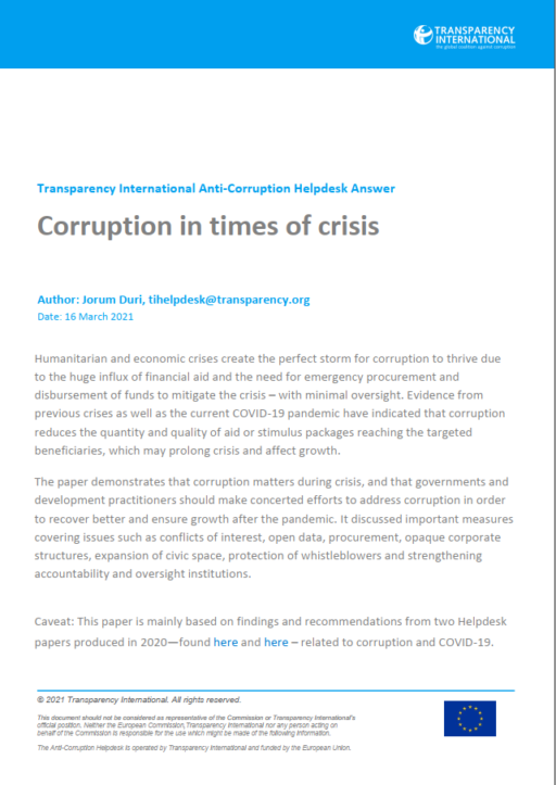 Corruption in times of crisis