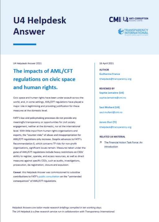 The impacts of AML/CFT regulations on civic space and human rights