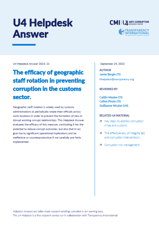 The efficacy of geographic staff rotation in preventing corruption in the customs sector