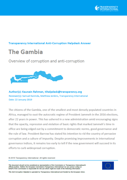 The Gambia: overview of corruption and anti-corruption