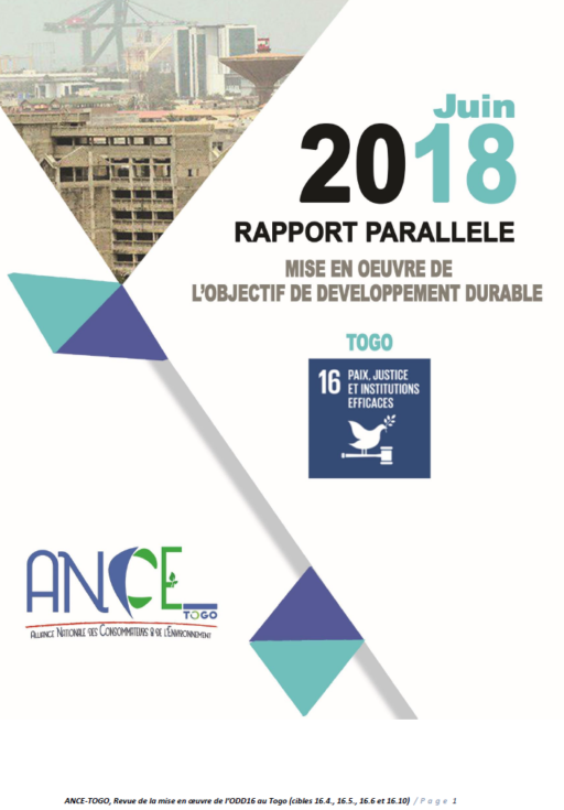 Togo: Rapport parallele 2018. Revue des progrès de mise en oeuvre de l’ODD16