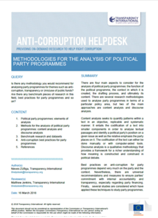 Methodologies for the analysis of political party programmes